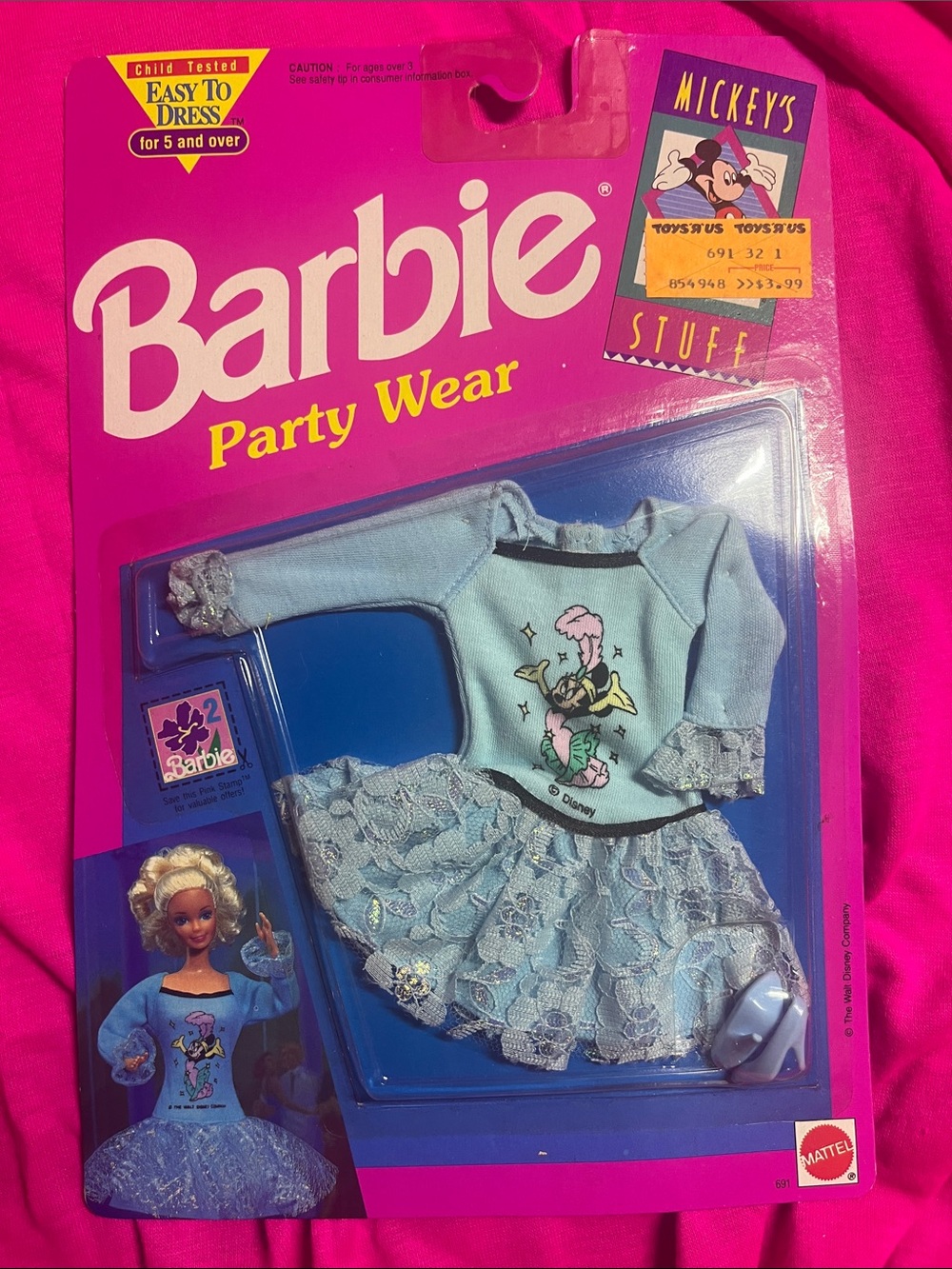NRFB 1992 Mattel Barbie "Mickey's Stuff" Weekend Wear Outfit (#690) Minnie